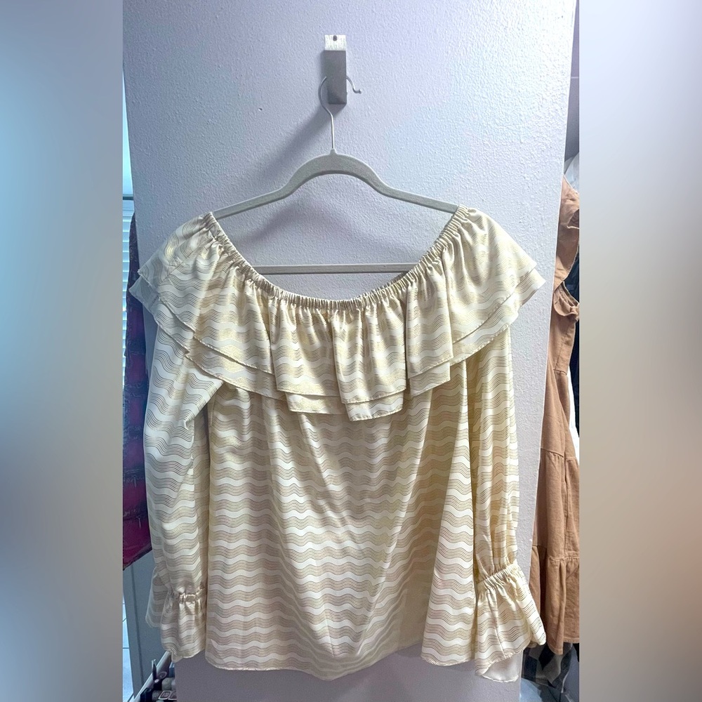 Michael Kors Metallic Gold Waves blouse